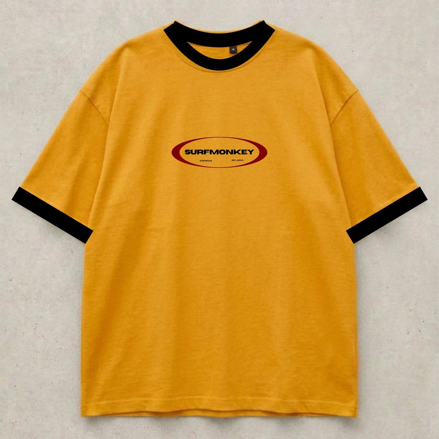 Bloom of Experience Crop in yellow with black ringer trim, front